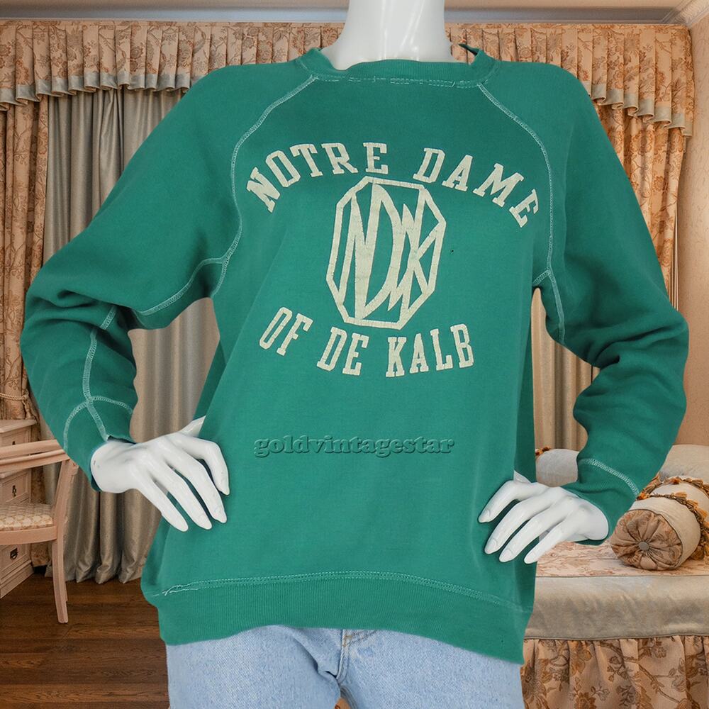 60s Vintage Notre Dame De Kalb Crewneck Sweatshirt College
